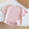 Girls' Cotton Short-sleeved T-shirt For Summer, Simple Children's Polka Dot Top