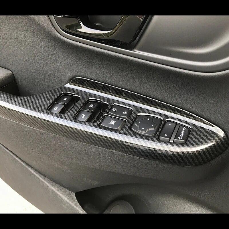 ABS Carbon Fiber for Hyundai Kona Kauai Encino 2017 2018   Car Window Lift Door Armrest Glass Button Switch Accessories