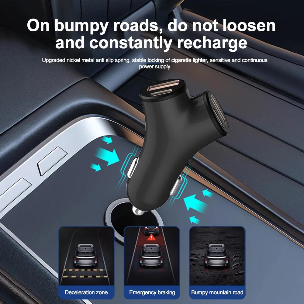 78W Portable Car Charger Super Fast Charge Adapter Dual Type C USB 4 Ports For IPhone 14 Pro Max 13 12 11 IPad Airpods Samsung