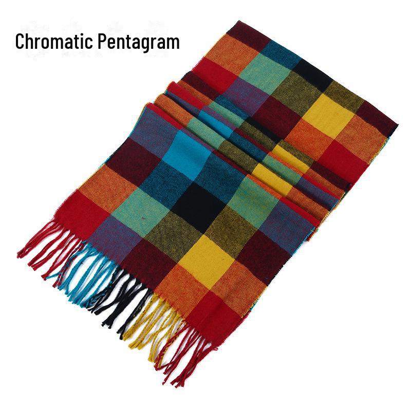 

Зимний мужской и женский толстый клетчатый шарф из искусственного кашемира 175*33cm