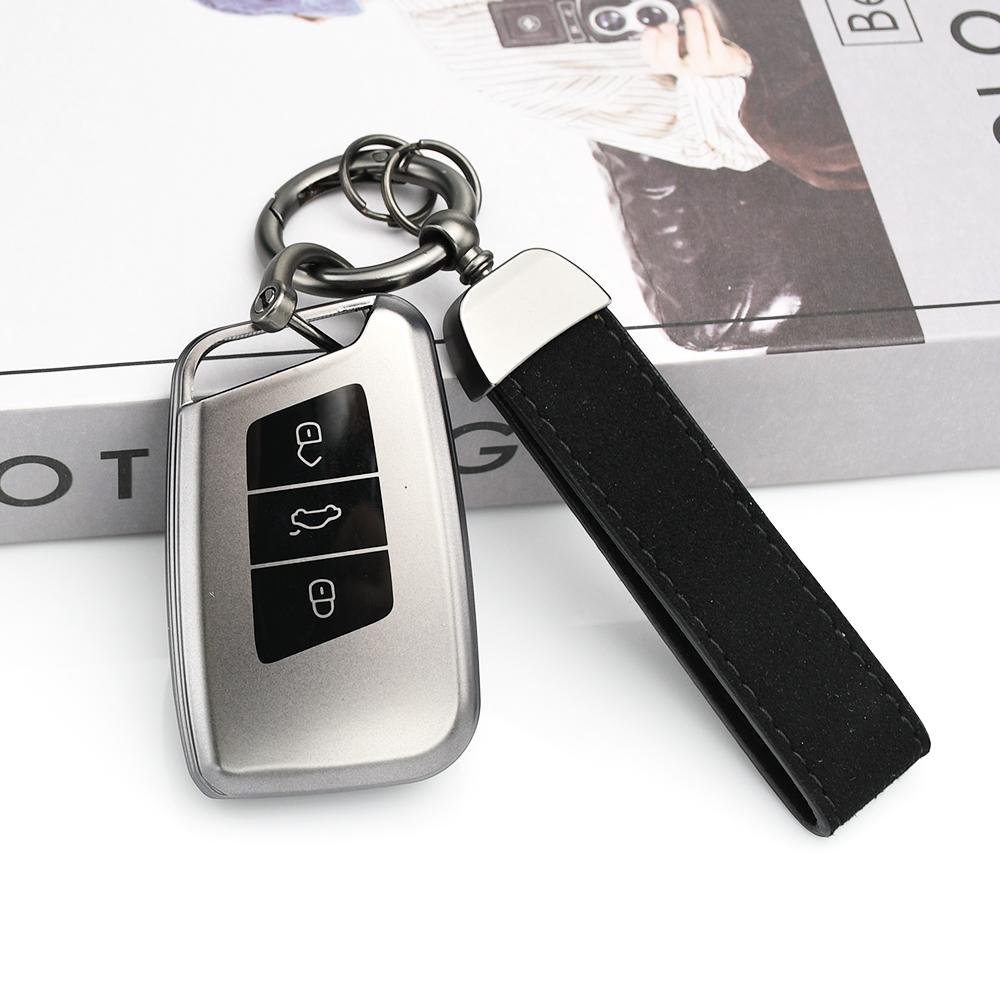 Gun Grey Tpu Keyless Keychain Car Key Fob Case Cover For Volkswagen Vw Tiguan Taos Arteon Atlas Cross Sport Passat B8 Jetta
