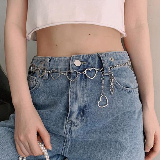 Fashion Heart Shape Pants Belt Adjustable Extended Chain Long Tassel Dress Belt Waist Chain Clothing Accessories