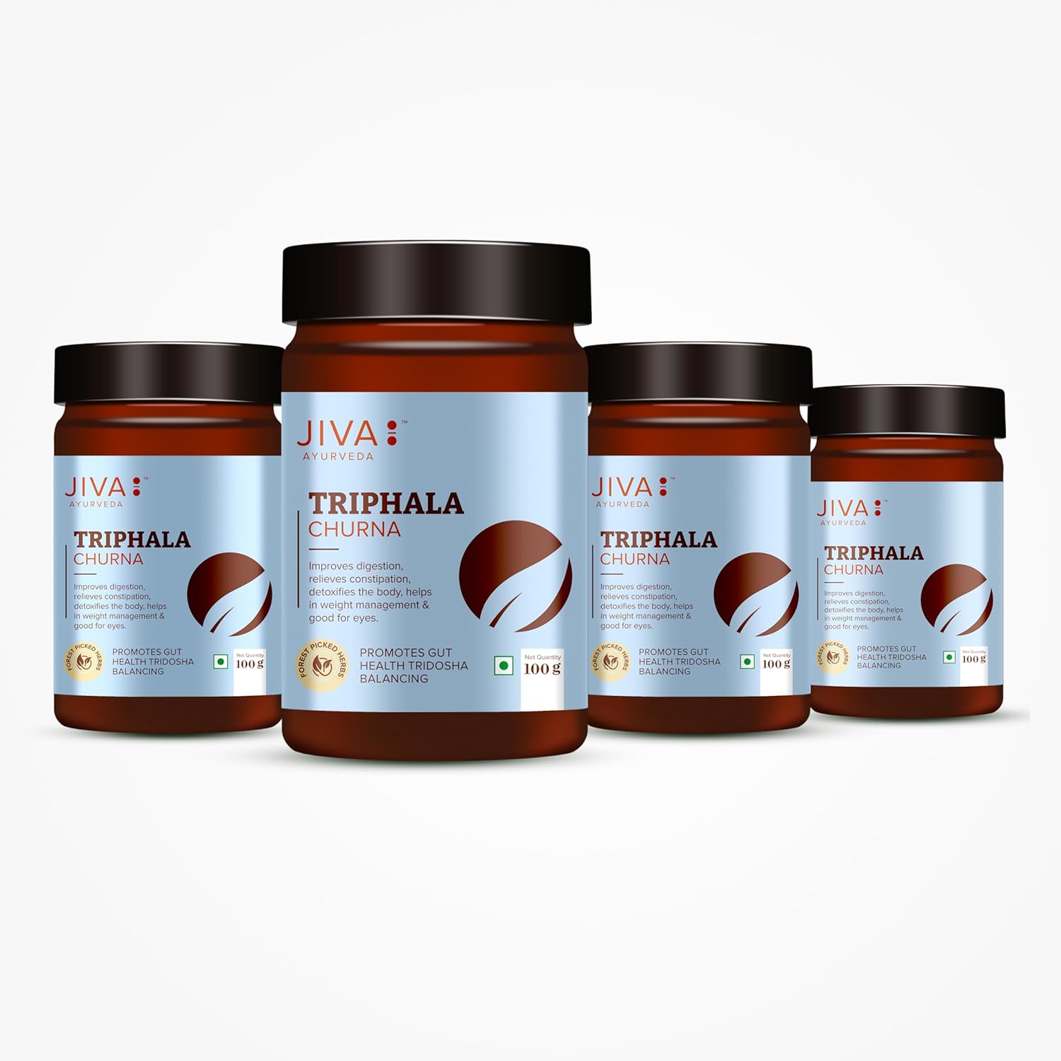 

Jiva Triphala Churna 100g Pack of 4 Ayurvedic Powder for Digestion Gut Health Detox Immunity