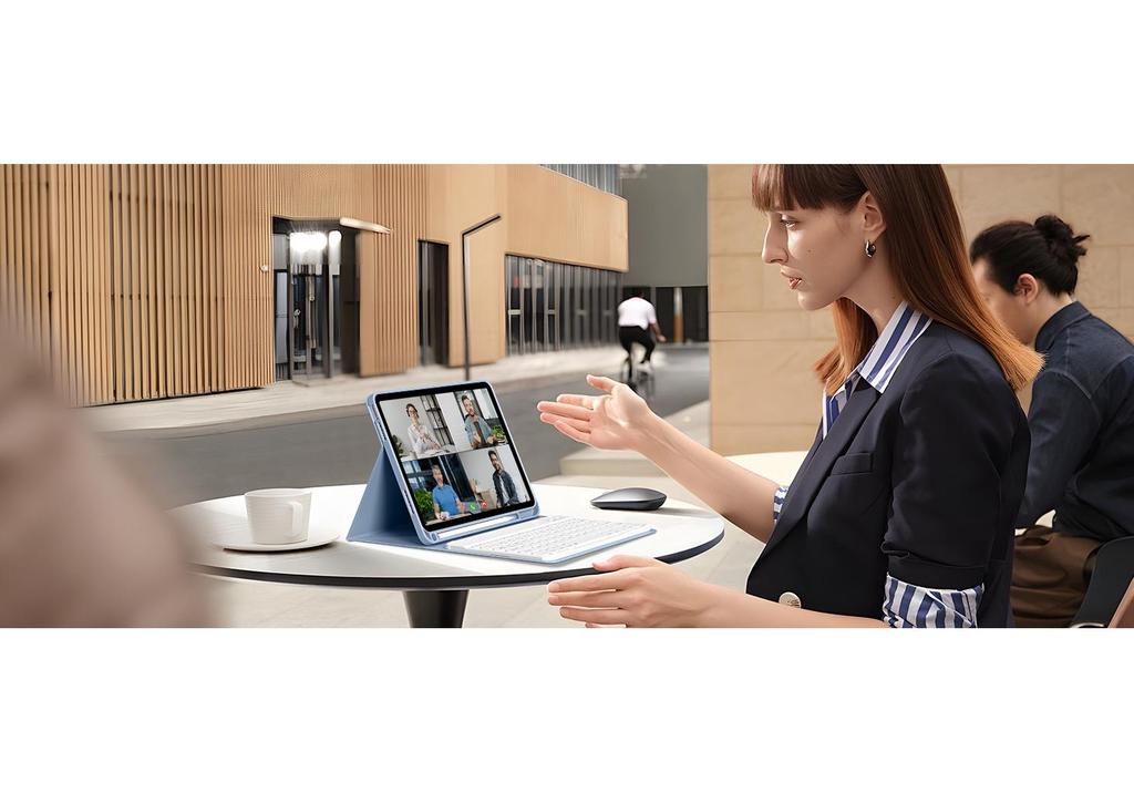 iPad Air 11th Gen Leather Case with Magnetic Backlit Keyboard and Pen Holder - Fits Pro 11/10.9