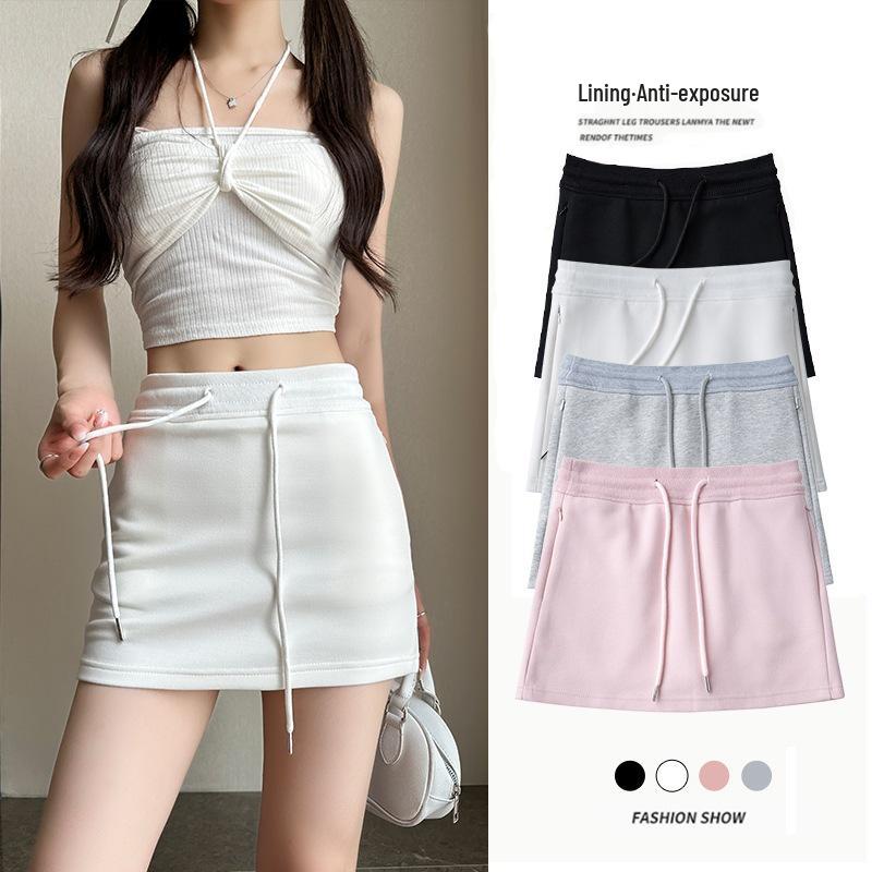 

2025 Sporty A-Line Drawstring Midi Skort for Women S (75-90 jin)