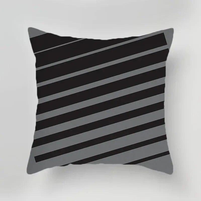 Black and White Gray Geometric Simple Print Pattern Luxury Home Decoration Pillowcase Living Room Sofa Car Cushion Cover
