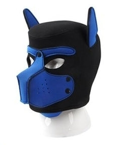 Puppy Neoprene Dog Mask On Black-Blue - Kinky Puppy - Puppy Play, Dildos Tail
