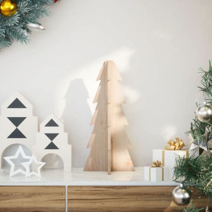 VidaXL Arbre de Noël en bois pour décoration 49 cm bois massif de pin, décoration de sapin de Noël en bois, sapin de Noël en 858174