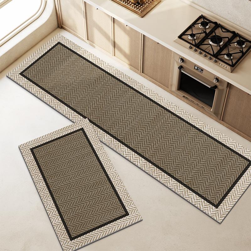 Kitchen Mat Modern Minimalism Long Strip Runner Rug Non-slip Anti-fouling Oil-proof Kitchen Carpet Home PVC Leather Washable Mat