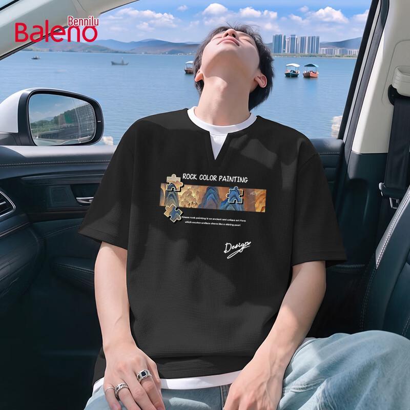 

Baleno Men s American Trend Waffle Knit Short Sleeve T-Shirt 2XL