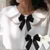Elegant Satin Imitation Pearl Bow Brooch Tie Blouse Sweater Neckline Accessor College Style Jk Decoration Brooch Pin