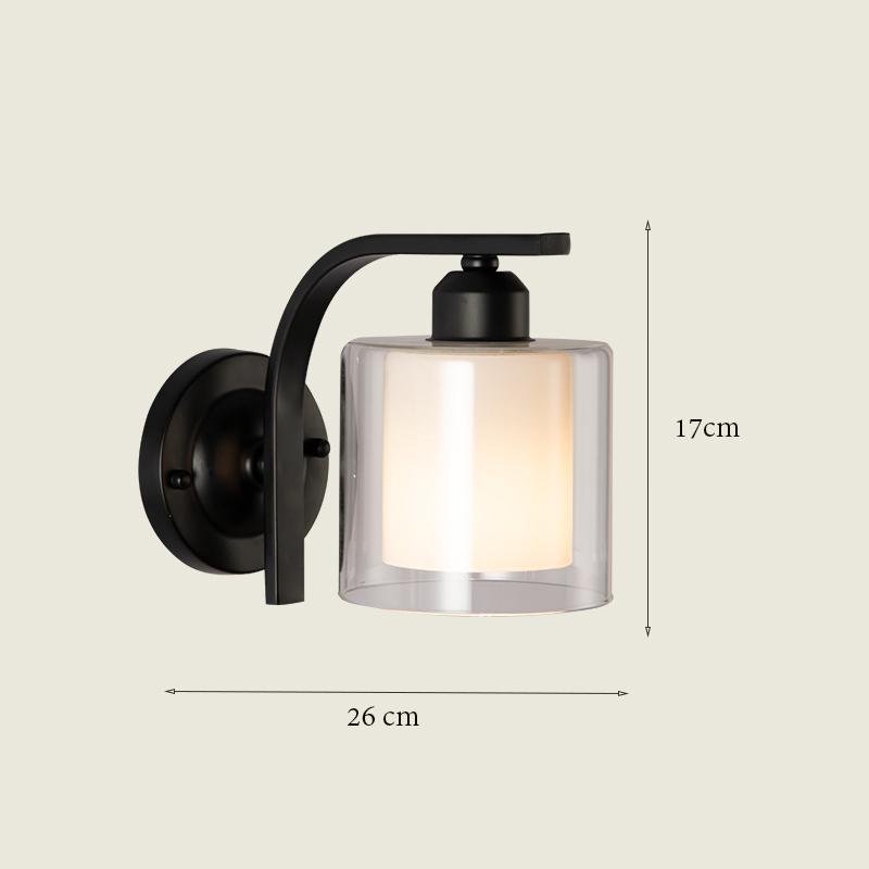 LED Schwarze Wandleuchte Glasschirm Eisen Nachttisch Leseleuchte Flur Gang Treppe Oben Unten Montiert Moderne Wandleuchte Wandleuchten