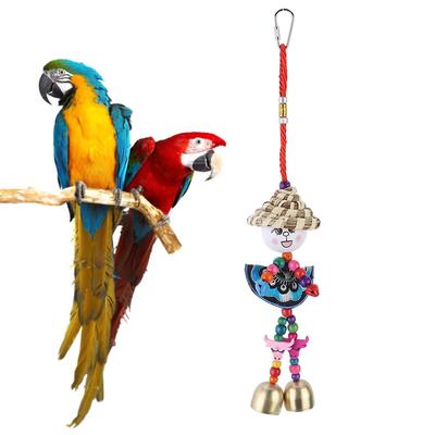 Loro Pájaro Colorido Colgante Paja Trenzada Muñeca Columpio Juguete para Masticar Decoración de Jaula Accesorio