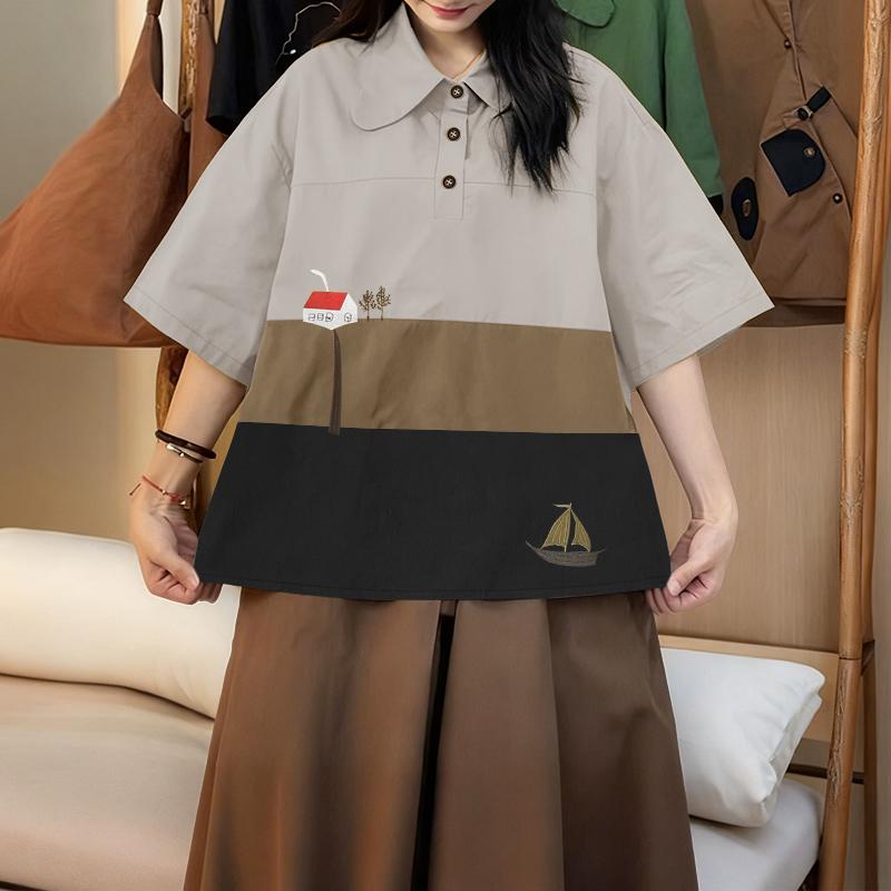 

ZANZEA Женская повседневная блузка с отложным воротником, свободного кроя, с коротким рукавом и принтом 2XL серый