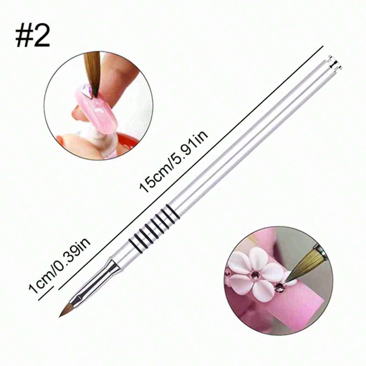 

Металлические кисти для нейл-арта серебристые 2, 4, 6 для 3D-лепки, дизайна хрустальных ногтей, инструмент для рисования гелем 2 серебряный