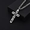 Embossed Single‑Layer Cross Pendant Necklace, Stainless Steel Imperial Chain Fashion Personality Jewelry for Men Women