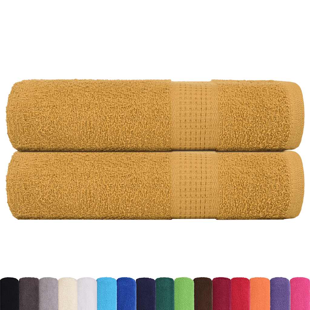 Vidaxl Ręczniki Do Rąk 2 Szt. Złoty 50X100 Cm 360 Gsm 100% Bawełna