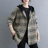 Women S Plus Size Hooded Plaid Wool Blend Shirt Coat For Autumn Winter