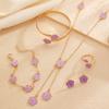 Exquisite Five Leaf Flower Necklace Earrings Bracelet Ring Set for Women Simple Elegant Plum Blossom Jewelry Party Luxury Gifts