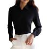 Women's Fashionable Color Lapel Long Sleeved Waist Cinched Business Casual Shirt Top