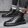 Fashion High Quality Men Casual Leather Ankle Boot Fashion High Top Lace-up Outdoor Antiskid Walking Shoe Comfy Flat Designer Sport Shoe