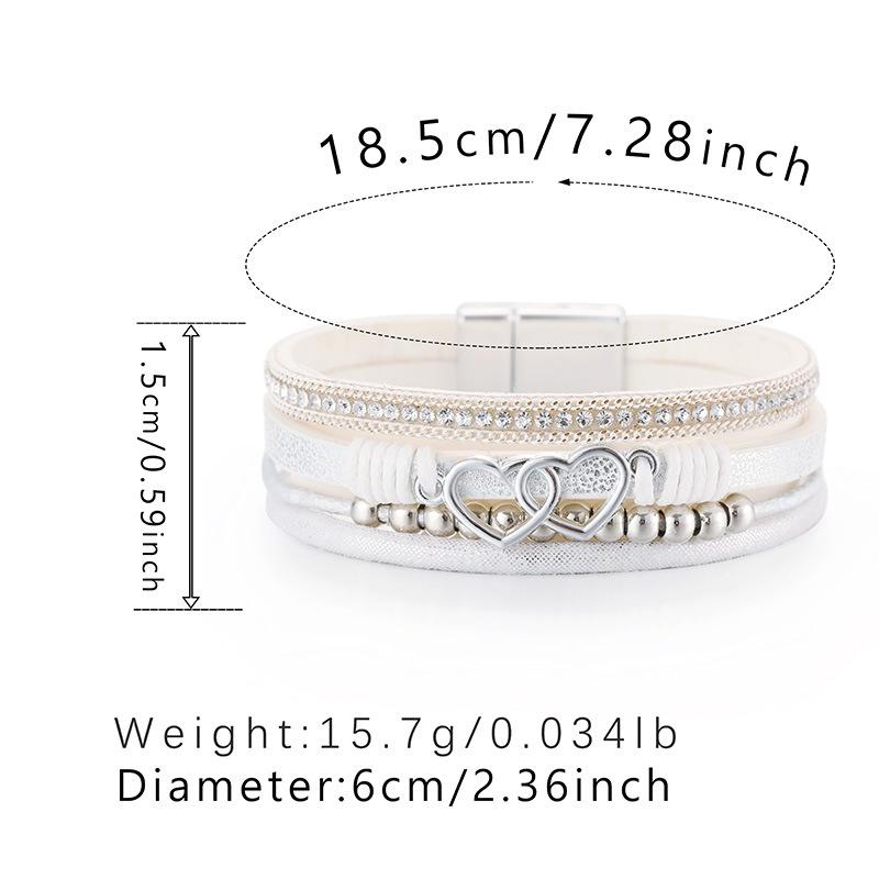Multi Layer Leather Bracelet for Women Heart Accessories  Stylish Ladies Hand Jewelry Gift
