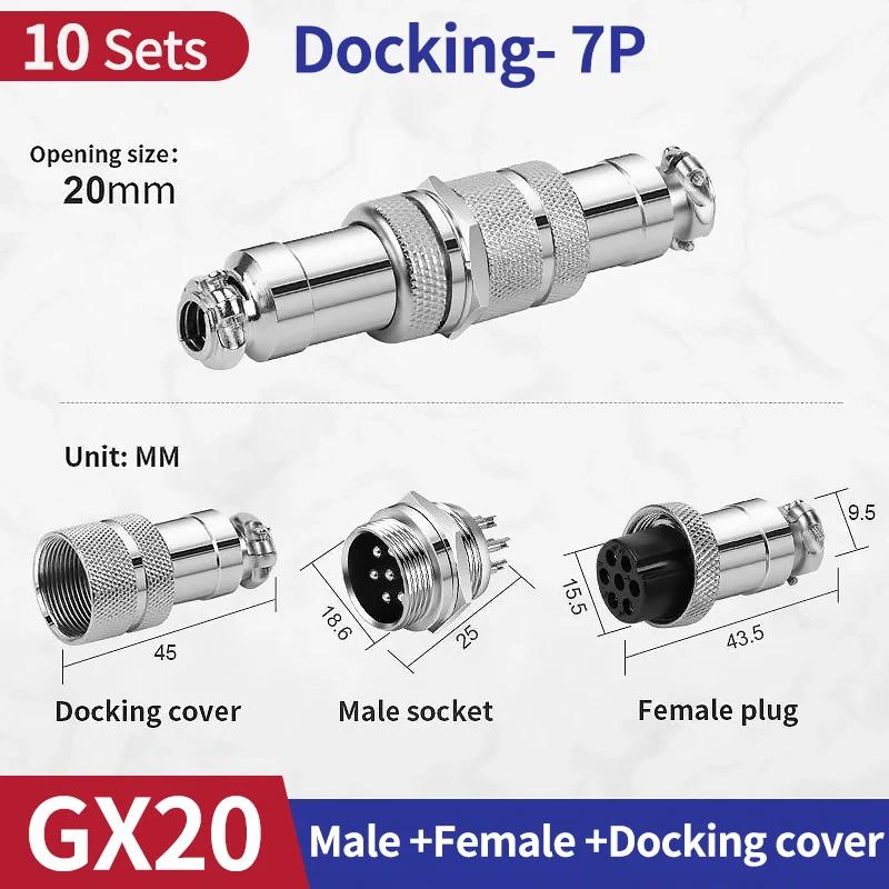 10Set GX20 Docking 2/3/4/5/6/7/8/9/10 Pin Male Female Butting Wire Cable Circular Aviation Socket Plug Panel Connector