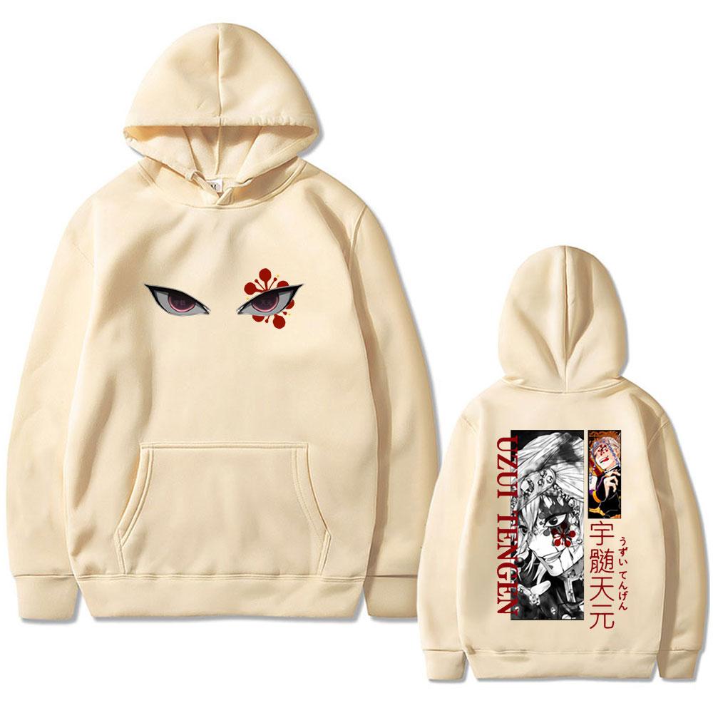 Anime Demon Slayer Uzui Tengen Eyes Graphic Print Hoodie Men Women Casual Oversized Pullover Male Vintage Fleece Hoodies