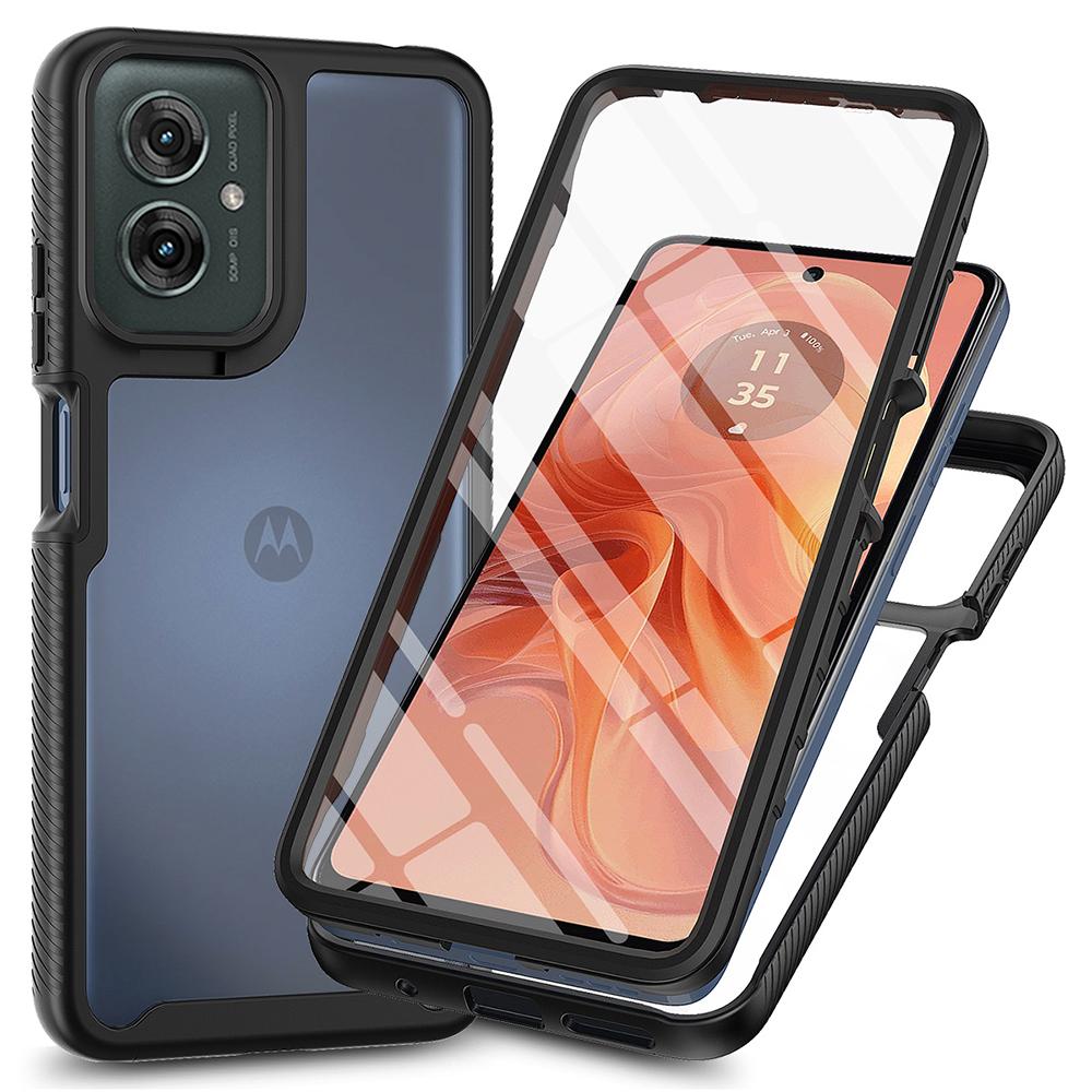 

Для Motorola Moto G55 5G Чехол PC+TPU Телефон Прозрачная Задняя Крышка с ПЭТ Защитной Пленкой для Экрана A