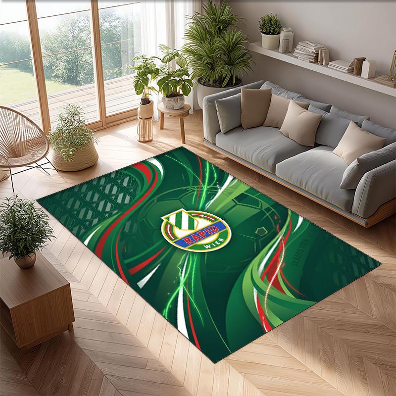 Rapid Wien FC Soccer Football Pattern Soft Area Rug Non Slip Indoor Floor Carpet Sports Decor Mat for Bedroom