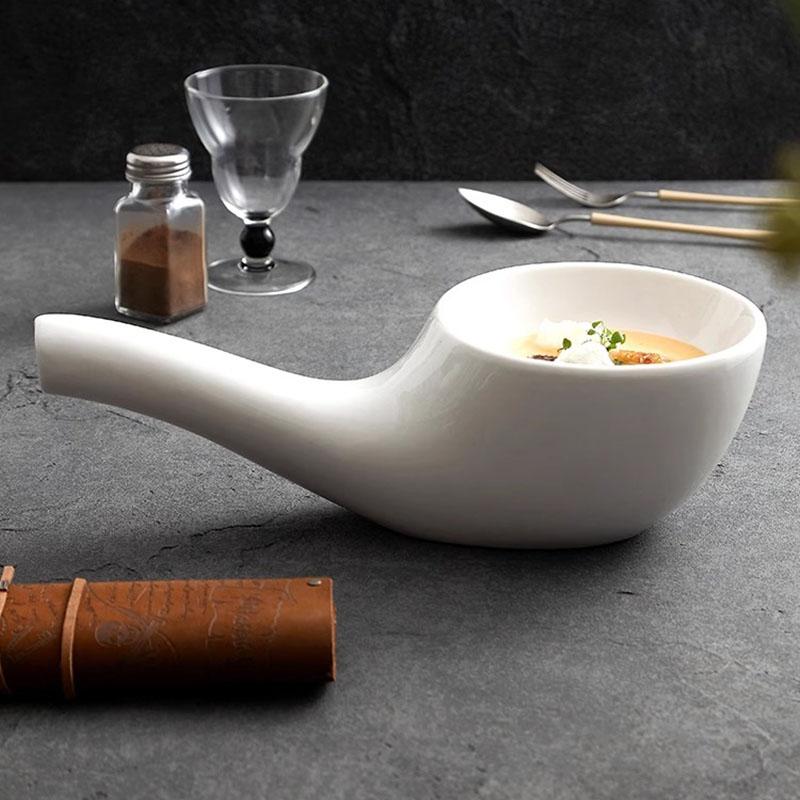 Creative Irregular Shape Ceramic Dinner Plate Pure White Molecular Cuisine Display Plate Thick Soup Plate Specialty Tableware