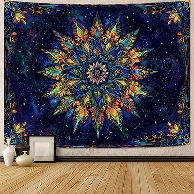 Tapisserie Florale Mandala Bohème pour Chambre Esthétique Bleue Bohémienne Fleur Colorée Tapisserie Murale Violette Hippie Indienne Petite