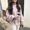 Korean Style Plush High-Collar Sweater Jacket for Women: Trendy, Loose, Two-Piece Design for Autumn and Winter.