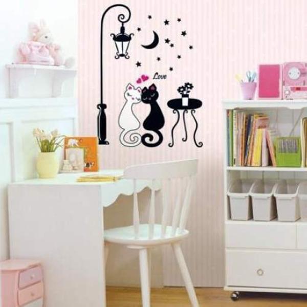 Couples Cartoon Cats Wall Sticker Bedroom Living Room Wall Stickers Decorative Decals Cute Animals Home Decor Mural Art for Kids
