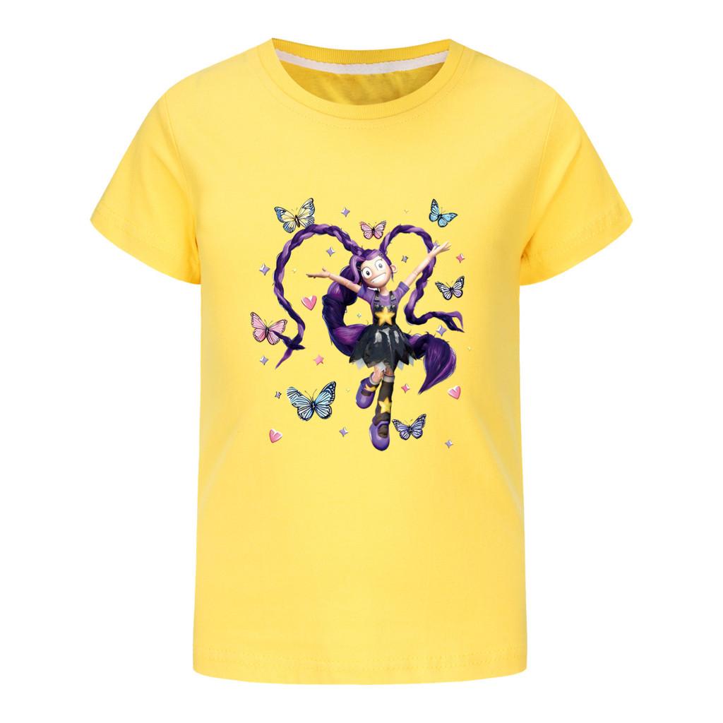 

5599 Kids Girls Lily Lovebraids Print Short Sleeves Round Neck T-Shirt 100cm жёлтый