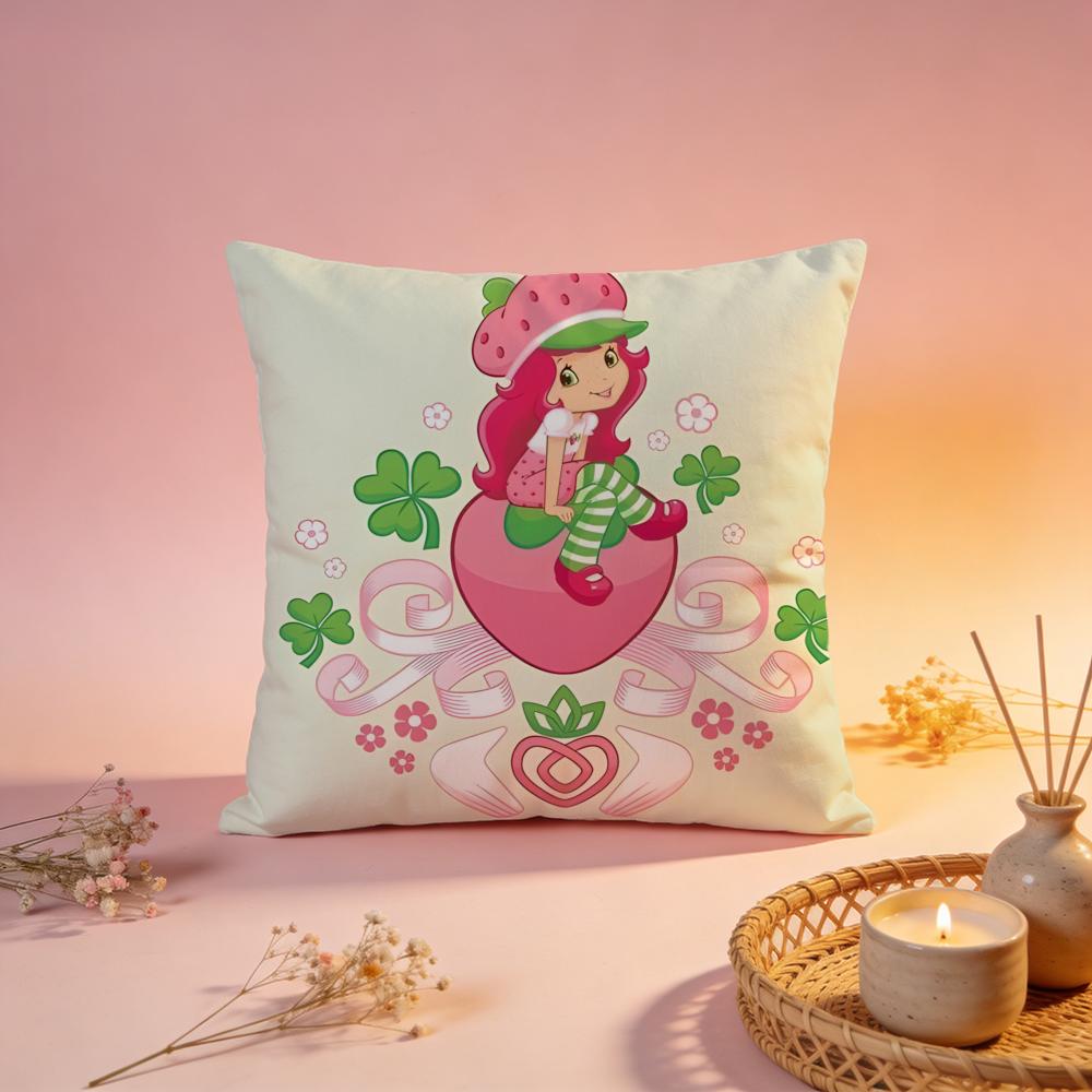 Hot SStrawberry Shortcakeiou Cushion Cover Comfortable Durable Pillow Cover MultiScene for Home Office Car Sofa