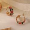 Vintage French Camellia Enamel Earrings: Colorful & High-End Fashion