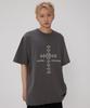 BOUNDARY Cross Line Graphic Semi-Overfit Short Sleeve T-Shirt [Charcoal]