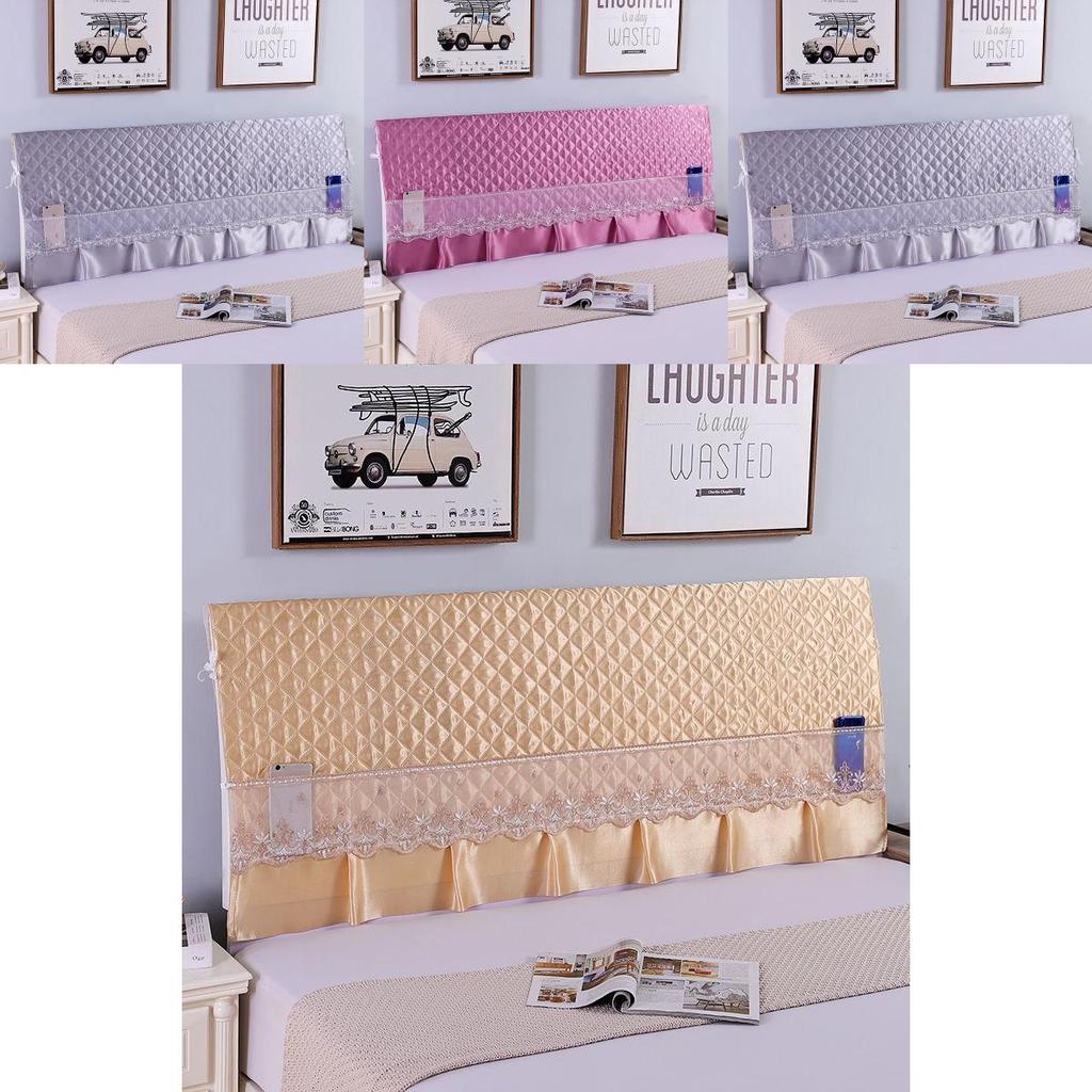 Stretchy Quilted Bed Head Cover With Lace Storage Wrinkle-resistant And All-inclusive