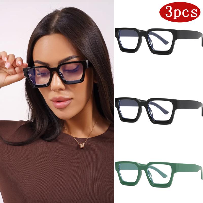 

3 шт. Винтажные очки с квадратной оправой, декоративные, дизайнерские, с большой оправой, с плоскими линзами, европейские и американские очки с защитой от синего света