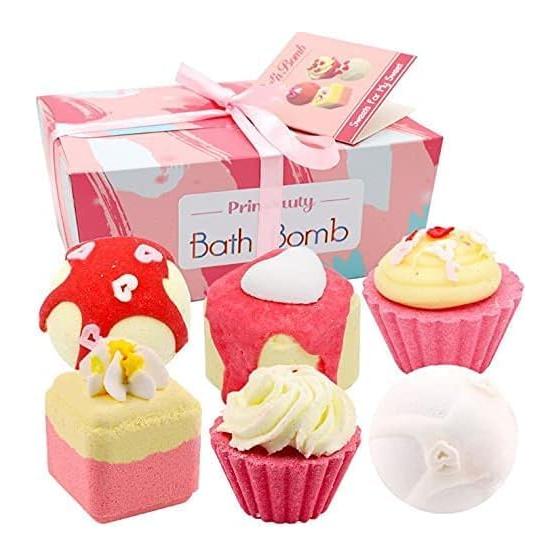 WHDZ Bath Bomb Bath Salts Bath Ball Gift Set of 6 Bath Scent Bomb Present Gift Sweets Pattern (Pink 1)