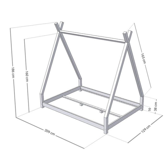 Lit tipi enfant NAKANA 120 x 200 bleu marine