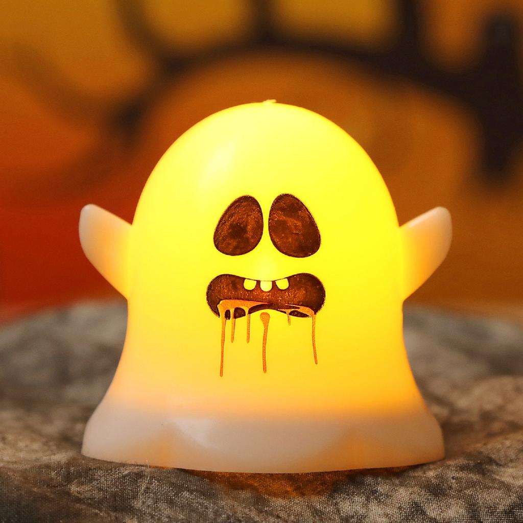 Halloween Ghost LED Candle Light Cute Expression Ghost Night Light Decorative Table Lamp for Indoor Outdoor Party Decoration Halloween Prop