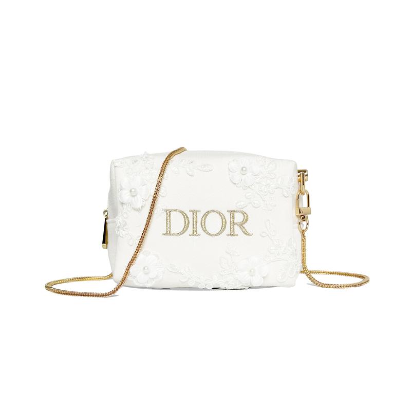 

DIOR [Customized cosmetic bag] Whitechapel Elegant Handwoven Daily Commuting Classic Print Denim Fabric Lace Platinum Cosmetic Bag 18*9*11CM золотой