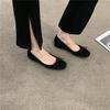 Fashion Flat Shoes Women's Spring and Autumn Bow Shallow Mouth Retro Black Velvet Plus Size Women's Shoes 42 43 44 Ladies Loafers Women