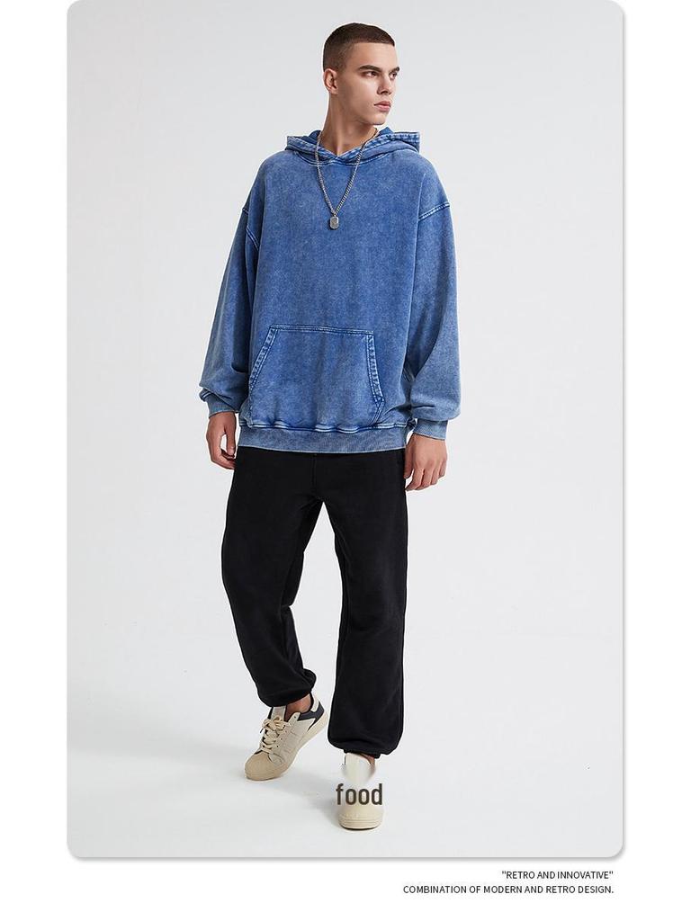 2024 Autumn/Winter Vintage Minimalist Heavyweight Washed Waxed Terry Hoodie (420gsm)