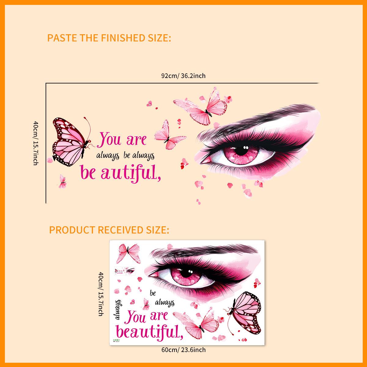 

Purple Eyes Butterfly English Slogan Self Adhesive Wall Sticker for Living Room Background Decor 40x60cm різнокольоровий