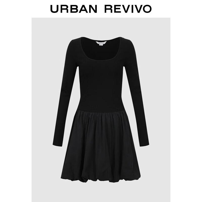 UR2026 Women s Spring Spliced Pleated Dress XS