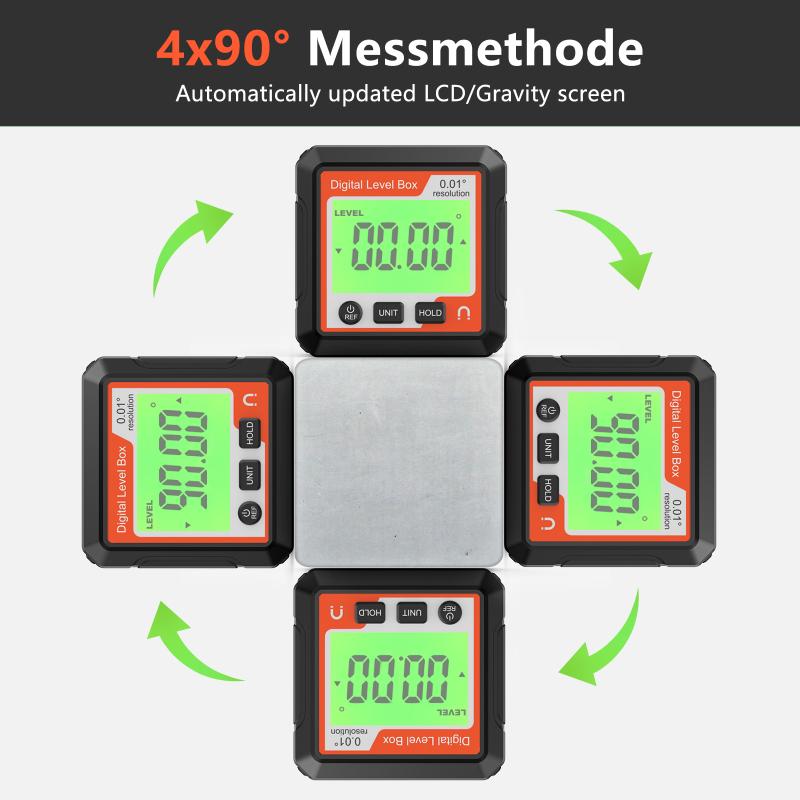 Digital Angle Finder Gauge W/ Magnetic Base and Backlit LCD Display Angle Ruler 4 of 90 Degree Digital Level Box for Woodworking