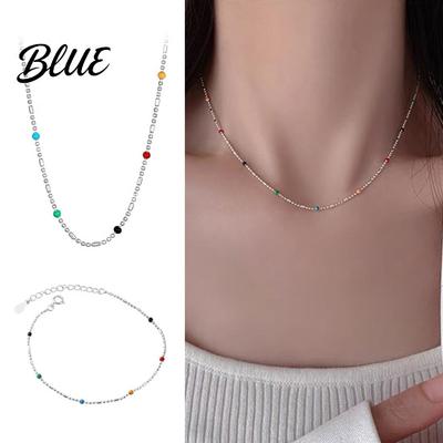 Comfortable Everyday Necklace Women Multicolor Beads Adjustable Length Choker Beaded